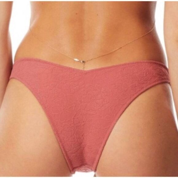 NEW Tori‎ Praver Dusty Rose Spencer Bikini bottom embroider detail, size L - Picture 1 of 10